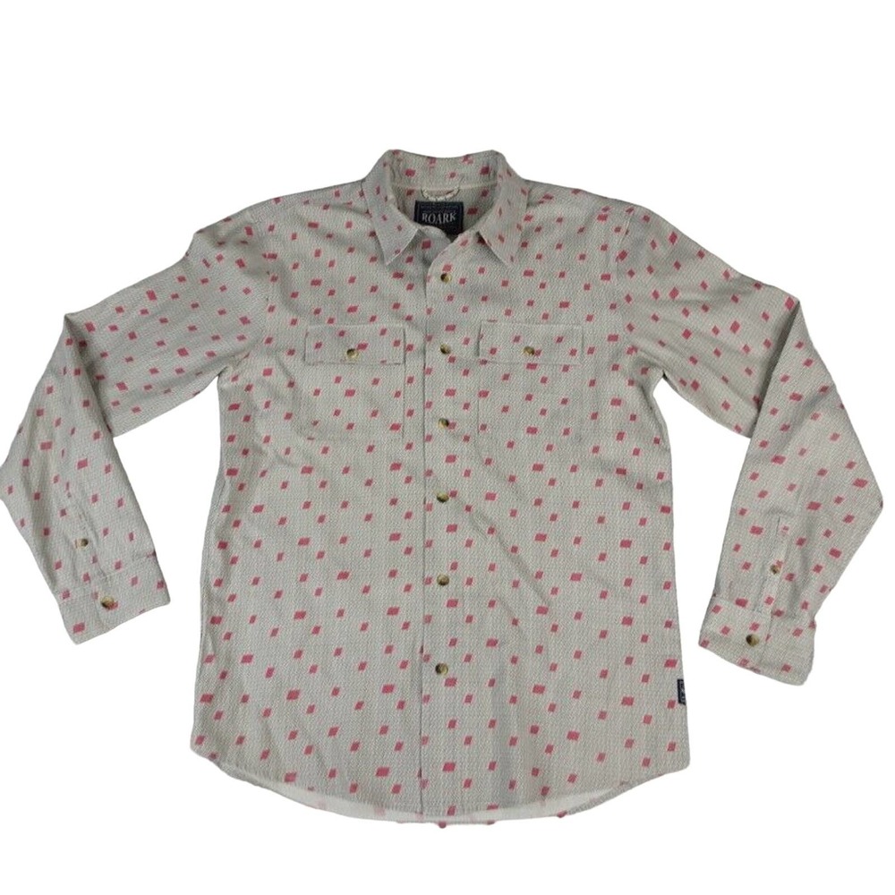 Roark Revival Shirt Mens Medium Gray Button Up Soft Geometric